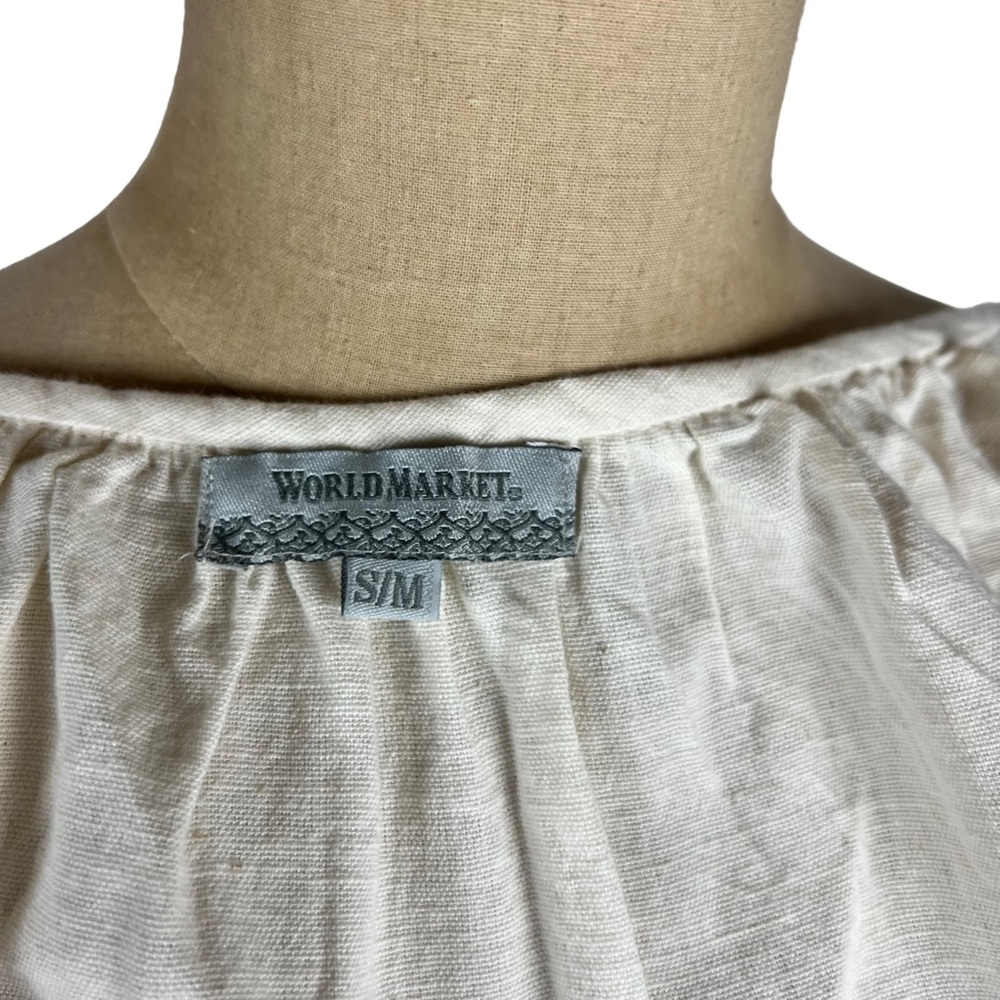 World Market women’s‎ tie front embroidered boho top SZ S - Picture 6 of 10